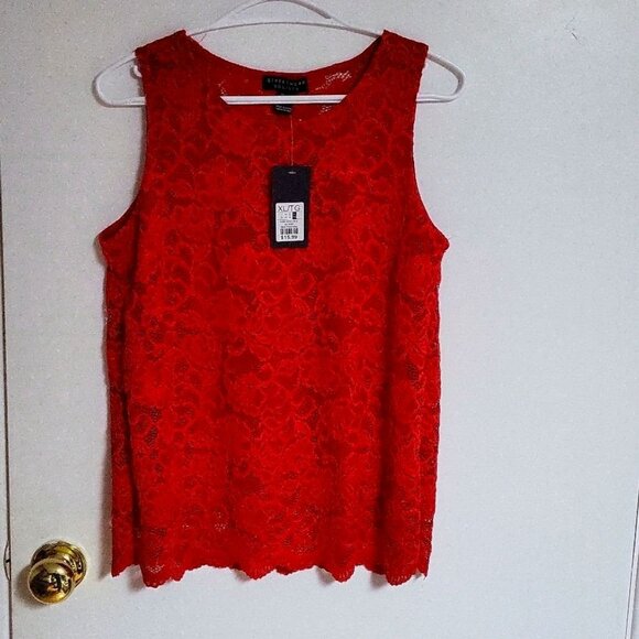 Streetwear Society,red Lace Sleeveless Top For Women US XL SKU 61205084 - Picture 1 of 6